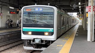 JR東日本E501系ｶﾂK704編成（前面•側面幕車）が回送電車として勝田駅2番線を発車する動画（2024.5.1.回2527M）