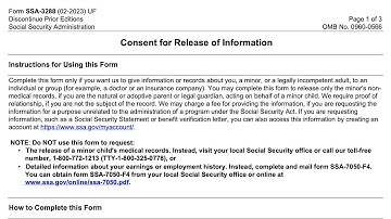 Form SSA 3288 walkthrough (Consent for Release of Information)