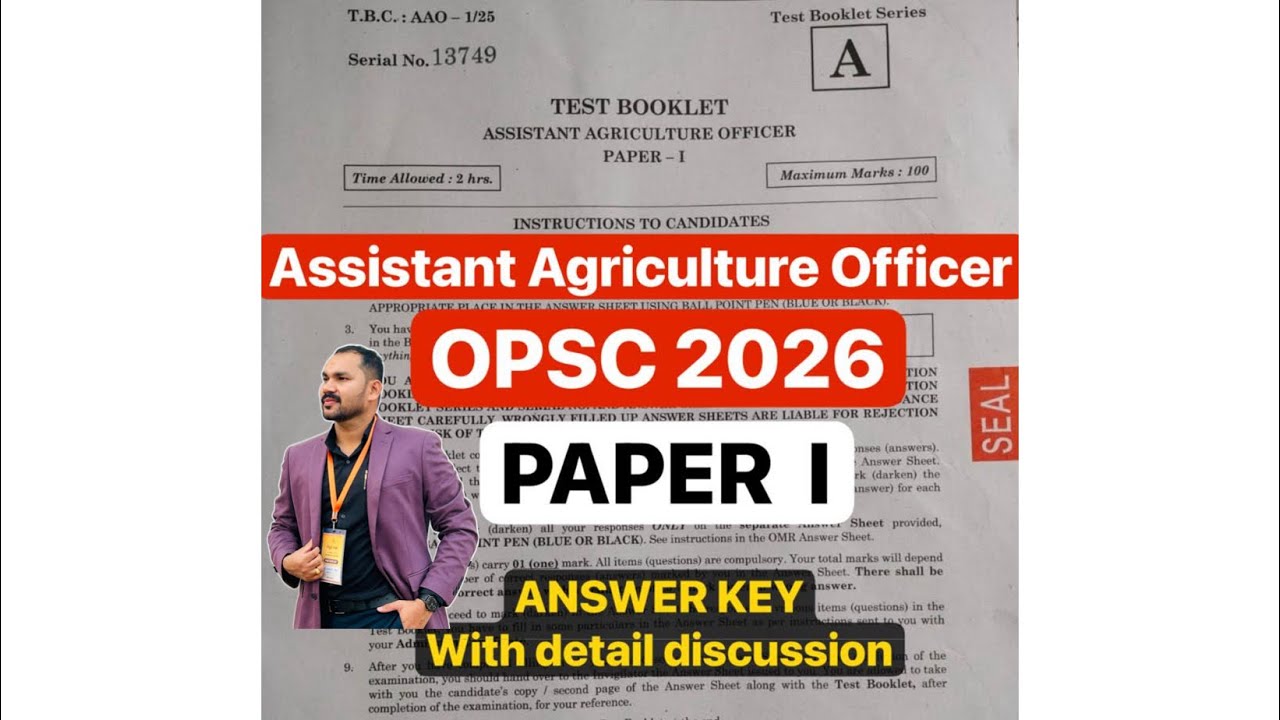 Assistant Agriculture Officer ( PAPER I ) # OPSC AAO - 2026 # Question - Answer discussion 
