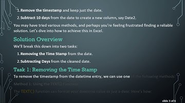 How to Remove Timestamps from Dates in Excel and Subtract Days