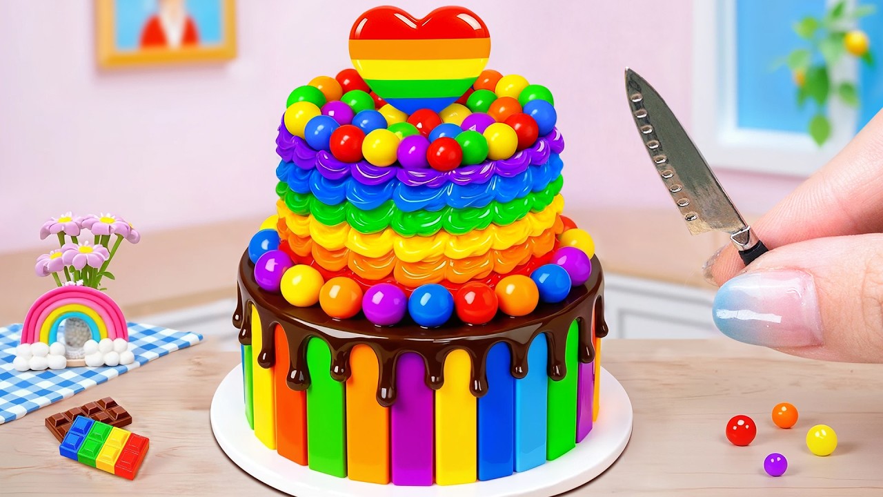 Amazing Rainbow KitKat Cake Recipe 🍫🌈  Mini Rainbow KitKat Cake Relaxing ASMR