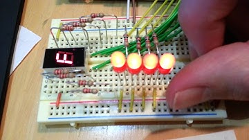Arduino seven segment hex and LED binary counter.