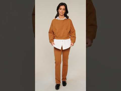 Video: CM4600 Stylowa krótka bluza - karmelowa