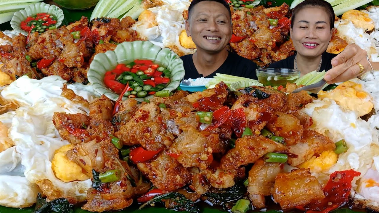 ผัดกะเพราหมูกรอบ❤️‍🔥❤️‍🔥ไข่ดาวน้ำปลาพริกสดแซ่บข้าวเบิดหม้ออีกแล้วจ้า|18 ตุลาคม 2025