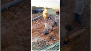 Welding a hot tie-in on a live gas line 🔥#bluecollar #pipeline #pipelinewelder  #welder #welder