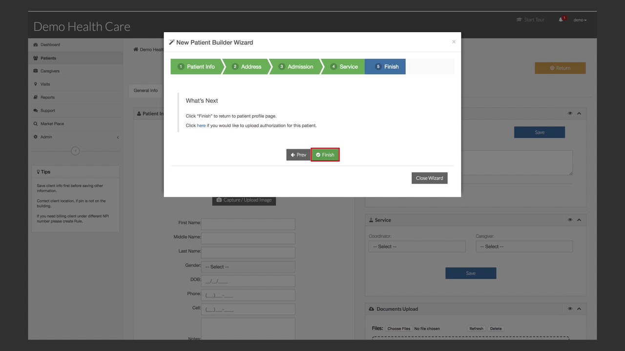 Visiing Aid Portal - Adding New Patient