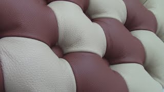 Diamond Tufting (capitonné) in Leather (Bicolor) - Leather Upholstery/furniture