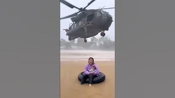 Helicopter Rescues Mother and Child from Flood! #viral #shorts