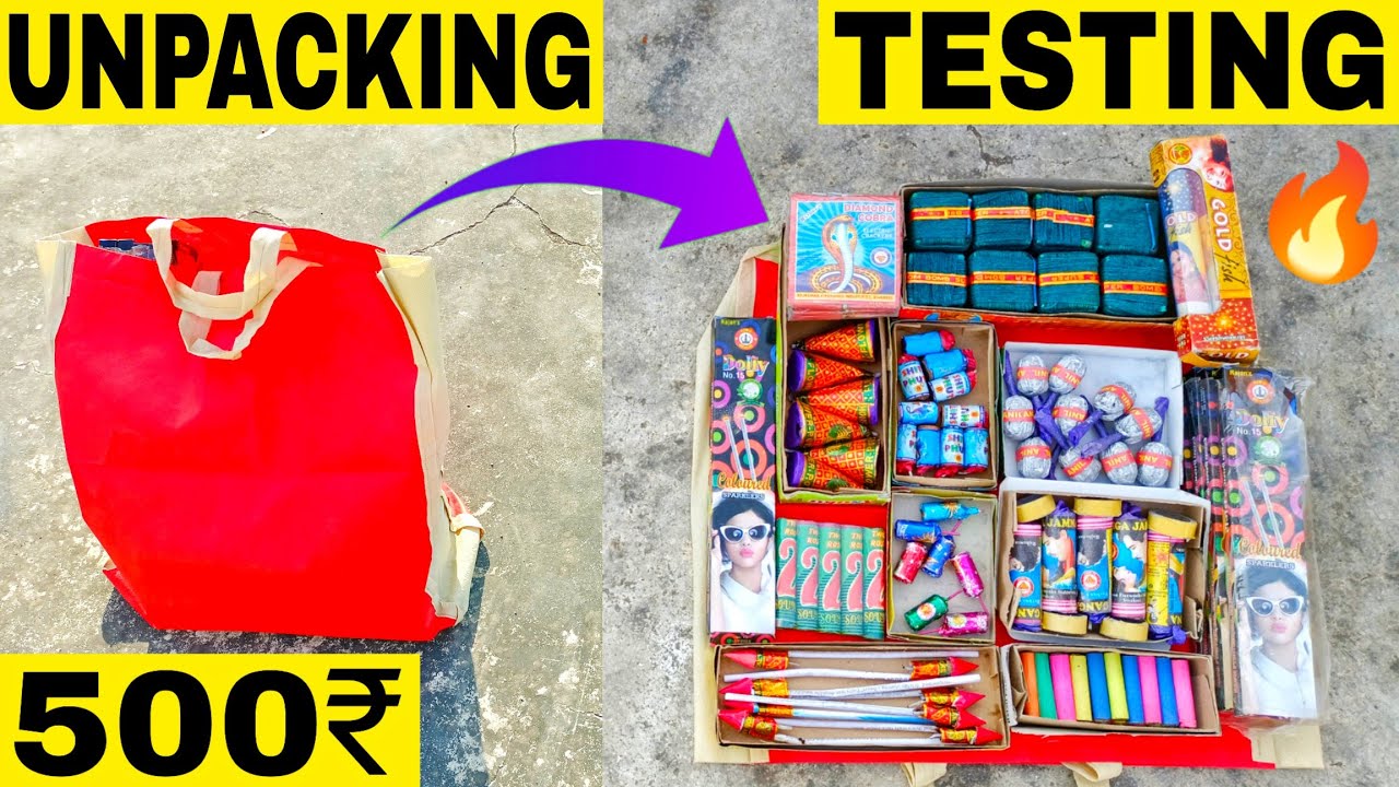 Diwali Crackers Gift pack Unpacking Worth 500₹ • Fireworks Stash For Diwali 2021 Under 500