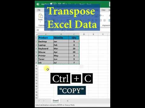 How to Transpose Data in MS Excel | Rotate data from Vertical to ...