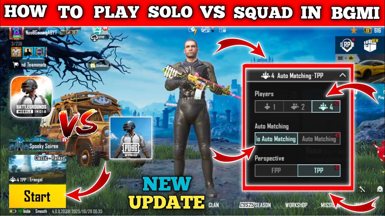How to play solo vs squad in bgmi || bgmi me solo vs squad kaise khele ...