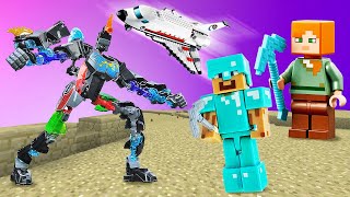 Видео обзор игры Minecraft - Стив и Алекс Майнкрафт ЛЕГО на Луне! - Летсплей и Игры битвы роботов