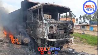 OWNER IN TEARS! NAIVASHA FUEL PROTESTERS BURN DOWN TIPPER TRUCK