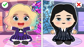 BEBÉ LILY 🎃⚰️ Disfraces locos para la fiesta de Halloween de Nevermore con Merlina y Enid