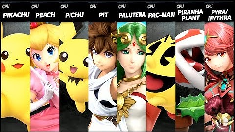 Pikachu VS Peach VS Pichu VS Pit VS Palutena VS Pac - Man VS Piranha Plant VS Pyra / Mythra Smash