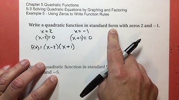 5-3 Solving Quadratic Equations by Graphing and Factoring example 5