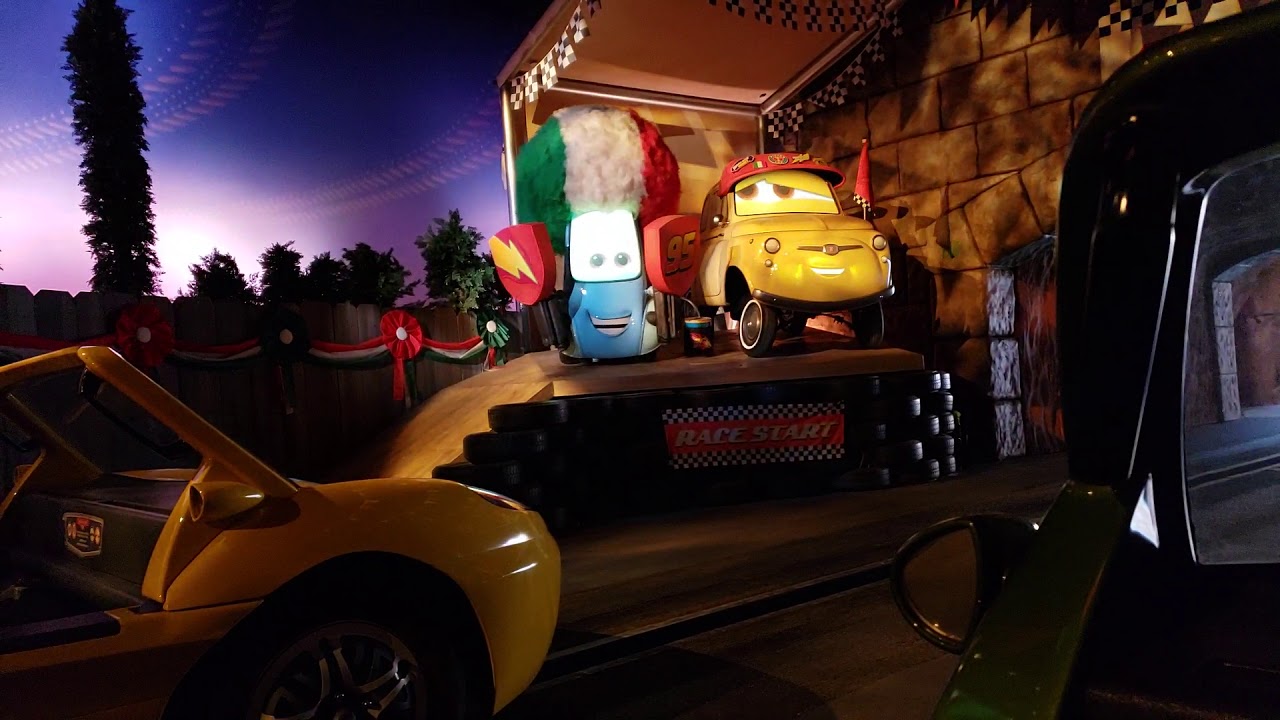 Yellow Pull Tab Radiator Springs Racers Radiator Springs Racers ride (Front Driver POV) - YouTube