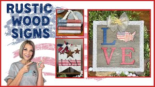Wood DIYs Home Decor signs /Spindle Project/Patriotic theme/red white and blue/NEW GLUE GUN