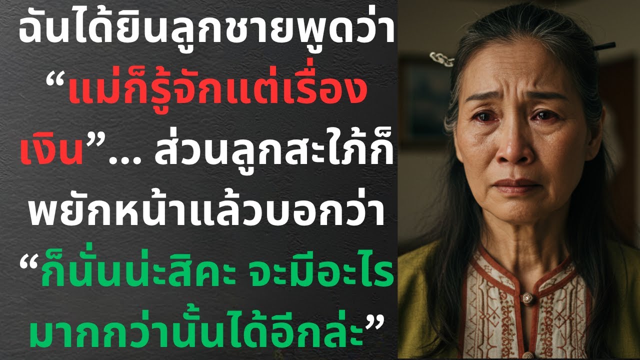 ฉันได้ยินลูกชายพูดว่า “แม่ก็รู้จักแต่เรื่องเงิน”... ส่วนลูกสะใภ้ก็พยักหน้าแล้วบอกว่า “ก็นั่นน่ะส...