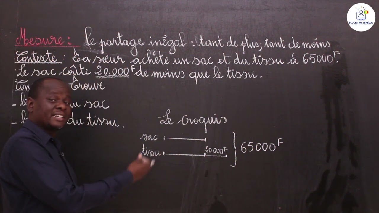 Cours- CM2- Mathématiques: Activités de mesure/ Le partage inégal: Tant de plus -Tant de moins/Suite