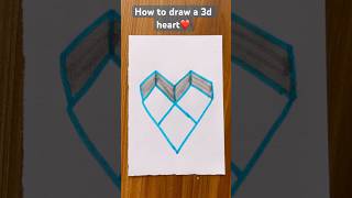How to draw a 3d heart ❤️✍🏻#easyart #art #drawing #penart #pendrawing #shortvideo #trending
