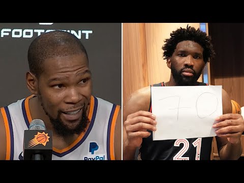 "70?!...s--t!" Kevin Durant Finds Out Joel Embiid Scored 70 Points