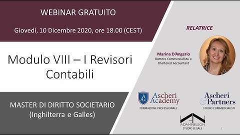 Master in Diritto Societario - Modulo VIII: Revisori Contabili
