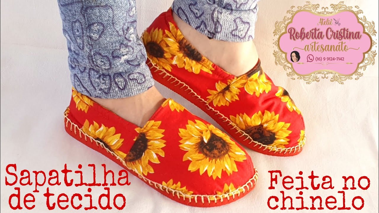 Sapatilha de tecido feita no chinelo 🌻