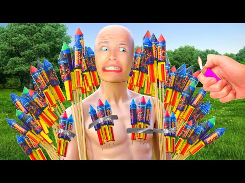 Will 100 ROCKETS lift a Crash Test Dummy into the AIR?