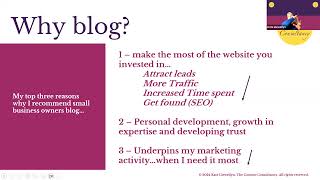 Business Support Hour 8 January 2024: The Power of Blogging - Kate Llewellyn