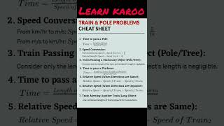 Train and Pole Problems  Formula #maths #mathstrick #cheatcodes #formula #trains