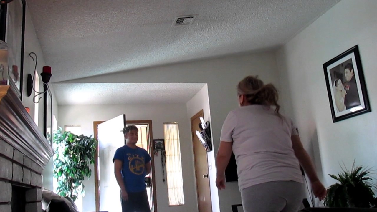 Mom catches her son bringing his girlfriend to the house thinking that his parents are at wor