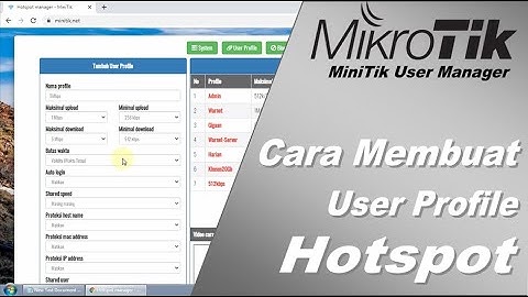 setting MikroTik membuat user profile hotspot wifi voucher pakai MiniTik