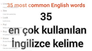 35 En Çok Kullanılan İngilizce Kelime 35 Most Common English Words For Everyday Life