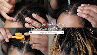 ASMR Oiling Scalp, Finger &amp; Comb Scratching, Scalp Massage on Old Natural Knotless Braids