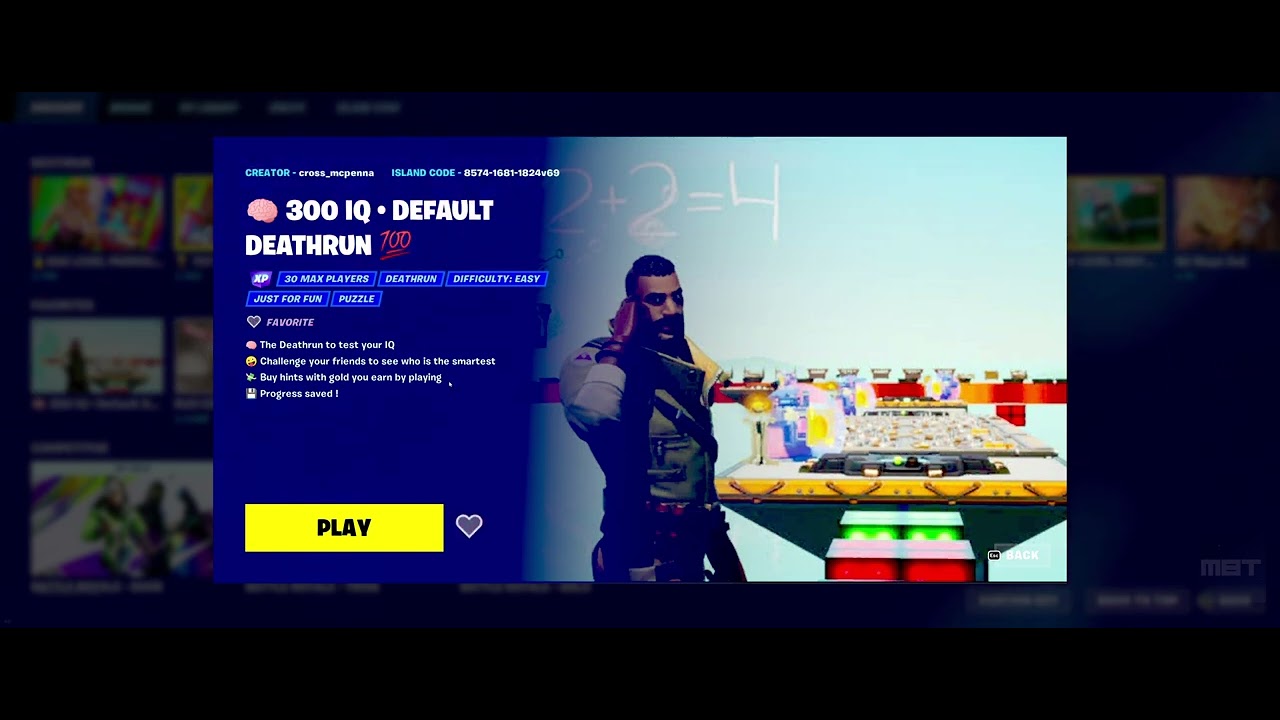 [TUTORIAL] FORTNITE: 🧠 300 IQ • Default Deathrun 💯 - ISLAND CODE - HOW ...