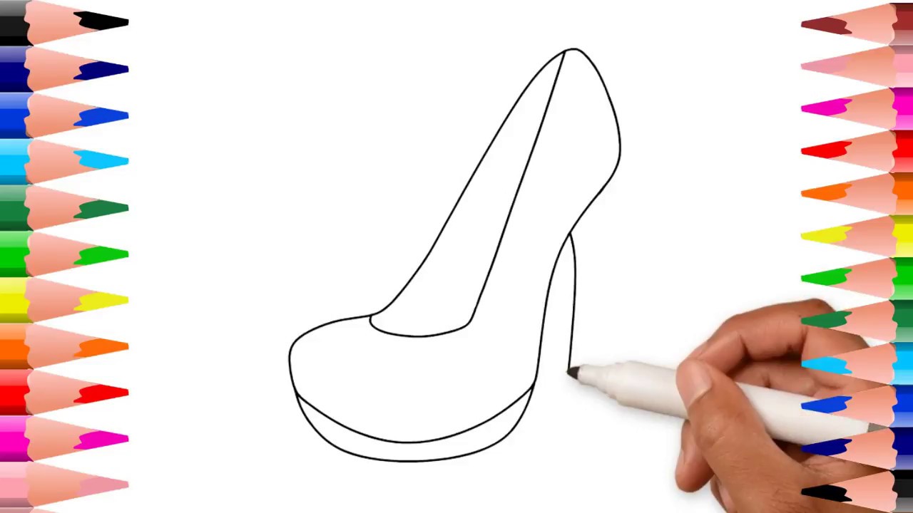 How to draw High Heel Shoes || Girls dress & Shoes || drawing for Kids ...