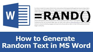 How to generate random text in Microsoft Word