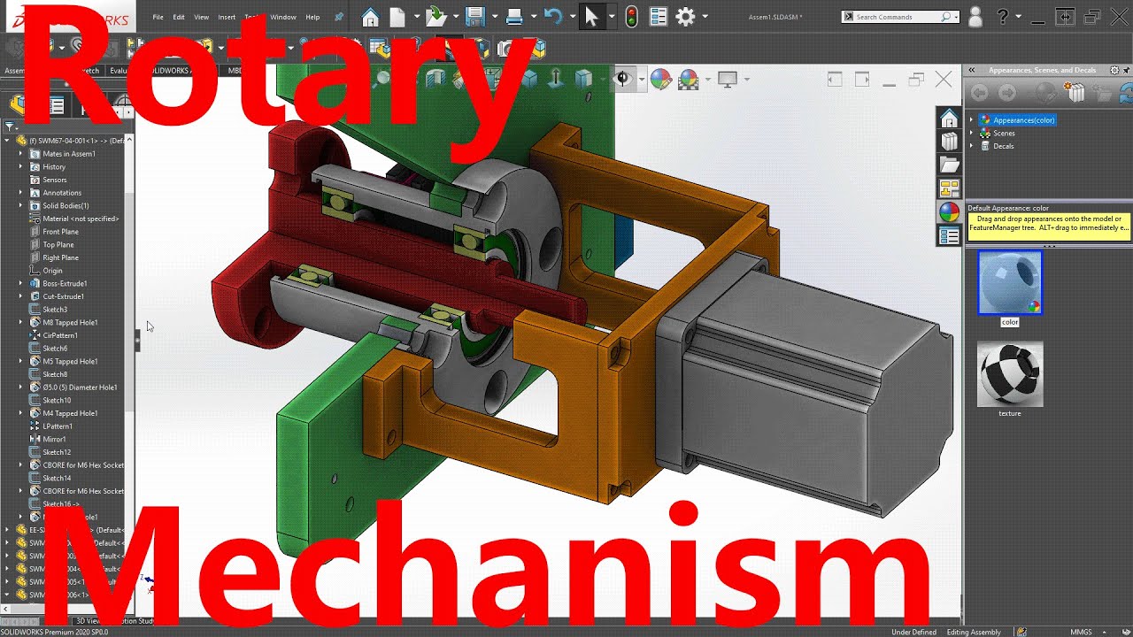 Solidworks tips #70 make a cylinder rotary mechanism with solidworks ...