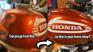 Honda QA50 Gas Tank DIY Restoration...how to restore a motorcycle fuel tank in your home shop.
