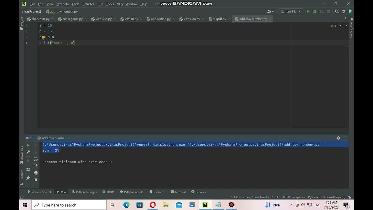 python program add two numbers by vikas - YouTube