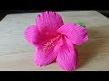 hibiscus flower from crepe paper | bunga hibiscus dari kertas krep