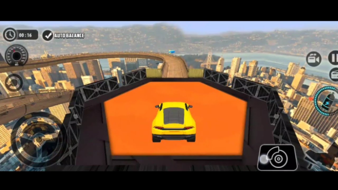 impossible stunt car truck 3d yellow car driving stunt,level 5 ,mega ramp mode