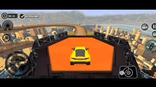 impossible stunt car truck 3d yellow car driving stunt,level 5 ,mega ramp mode screenshot 4