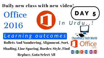 Microsoft word 2016 | Lecture 5 | Bullets and numbering, alignment, Style Group, Editing Group