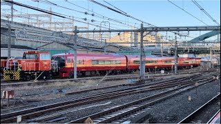 【4K高画質】【253系OM-N01編成 OM構内試運転（返却）】HTM270形OM-1号機＋JR東日本253系1000番台ｵｵOM-N01編成が試運転線から帰ってくるシーン（2022.12.13）