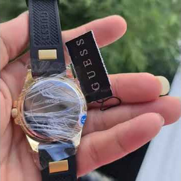 GUESS Lady Frontier Crystals Black Rubber Strap W1160L1 - E-oro.gr - YouTube