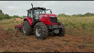 trator mf 7316 primeiro teste com grade aradora tatu  16x34