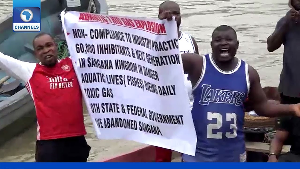 Residents Of Sangana Community, Bayelsa Protest Gas Leakage, Water  Pollution – Channels Television