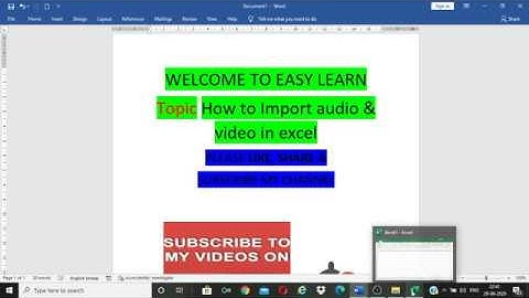 How to Import audio & video in an excel .